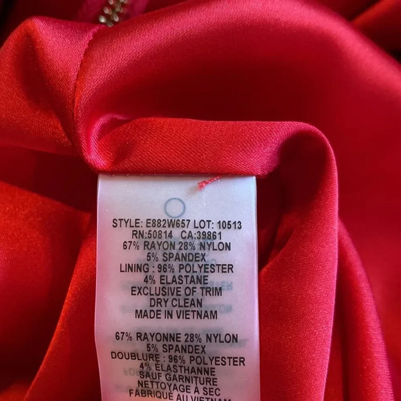 Z Elie Tahari Two Tone Red Midi Dress Size 10 With Gold Zipper Fit and Flare - Picture 8 of 9